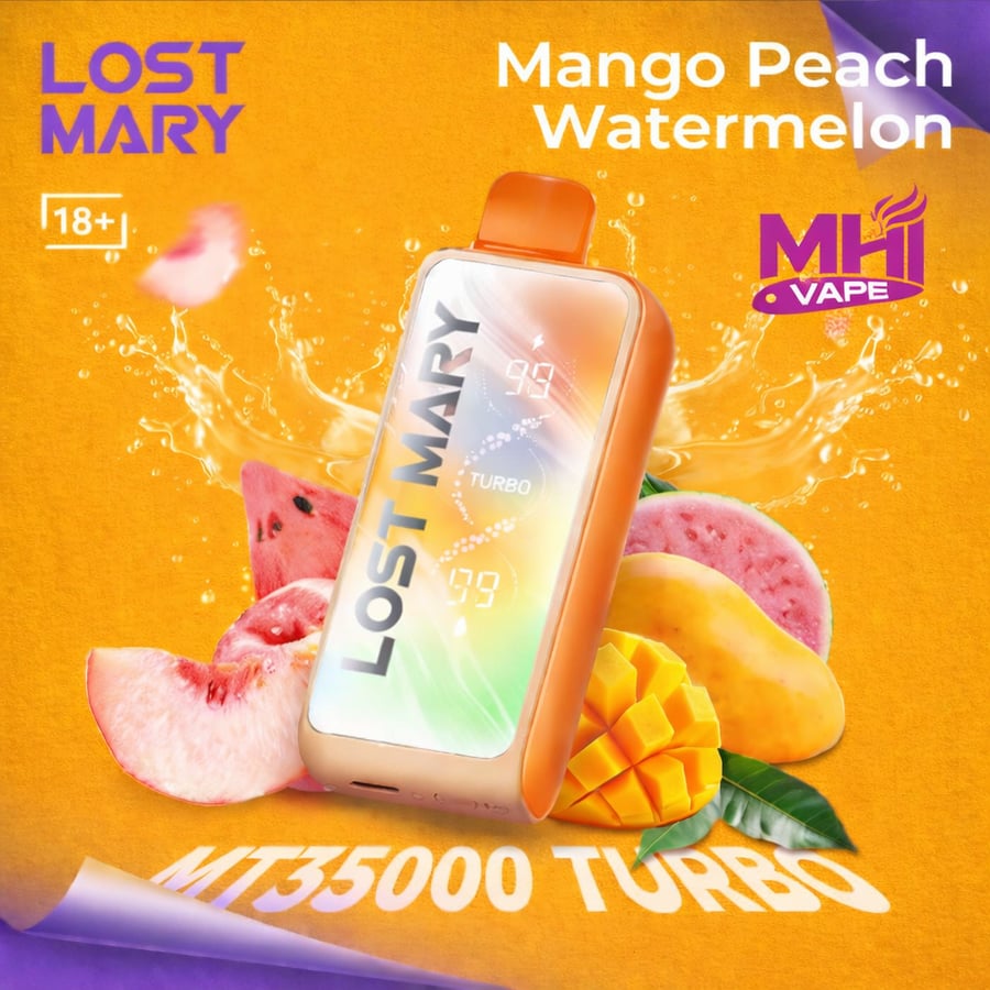 لوست ماري MT35000 تيربو 35000 سحبة – مانجو خوخ بطيخ – 50 ملغ نيكوتين | Lost Mary