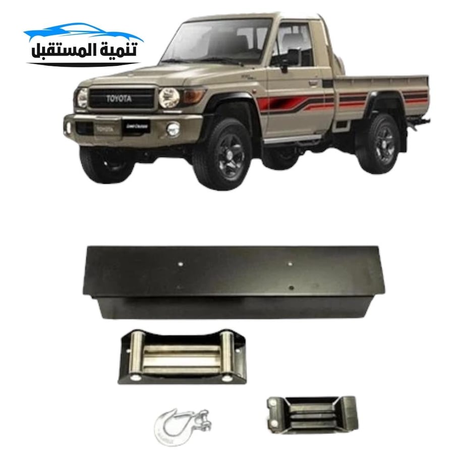 A fake crane, a pickup truck, and a quarter Jeep.