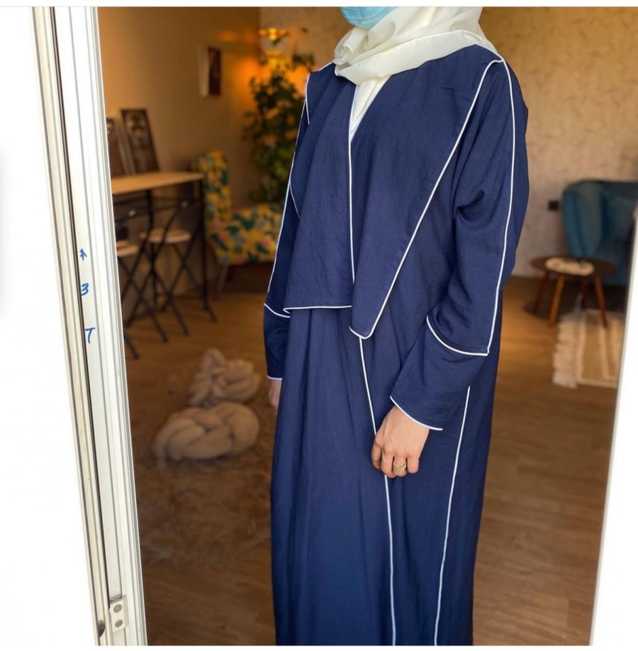 عباية لينن كويتي لون كحلي