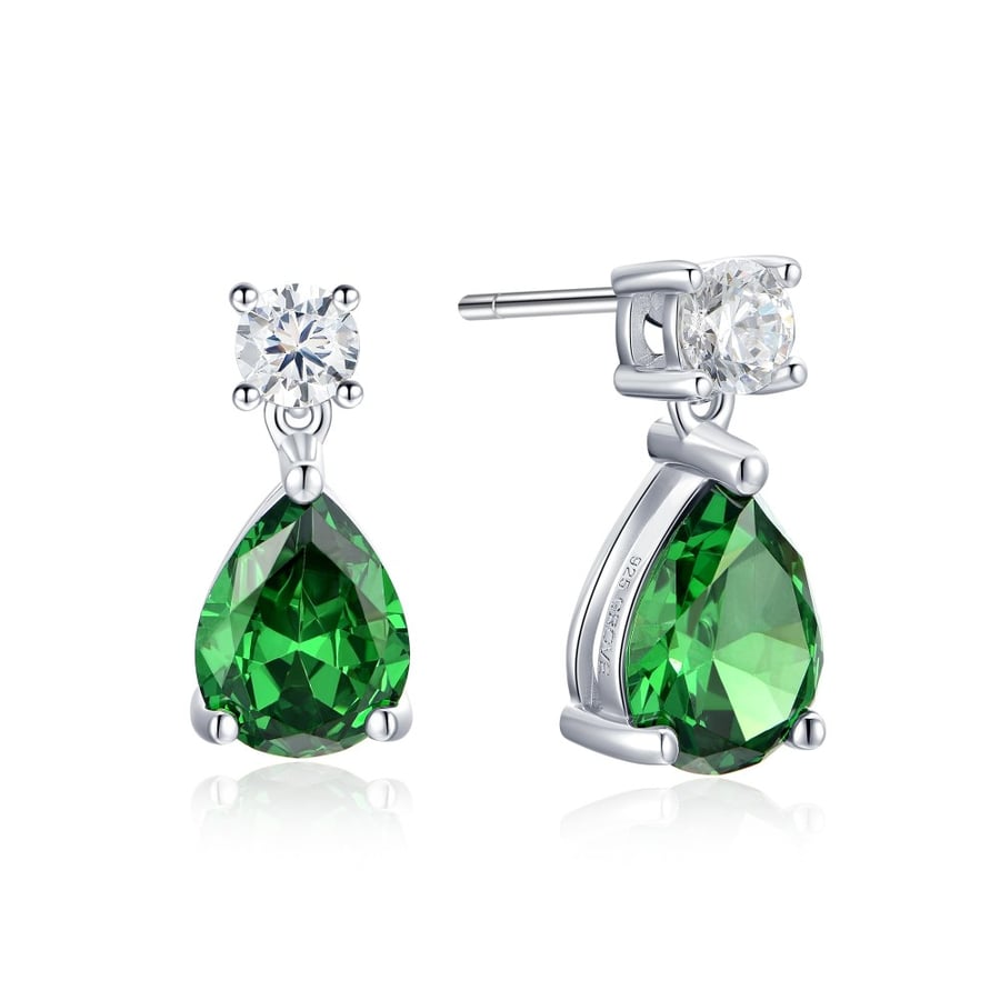 Grove earrings in 925 sterling silver with a large, oval-shaped stone in an attractive green color.