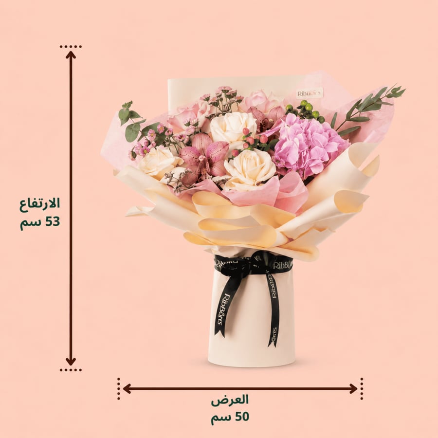 باقة ورد هيدرنجا و سيمبيديوم فاخره من ريبونزا أفضل محل ورد بالرياض