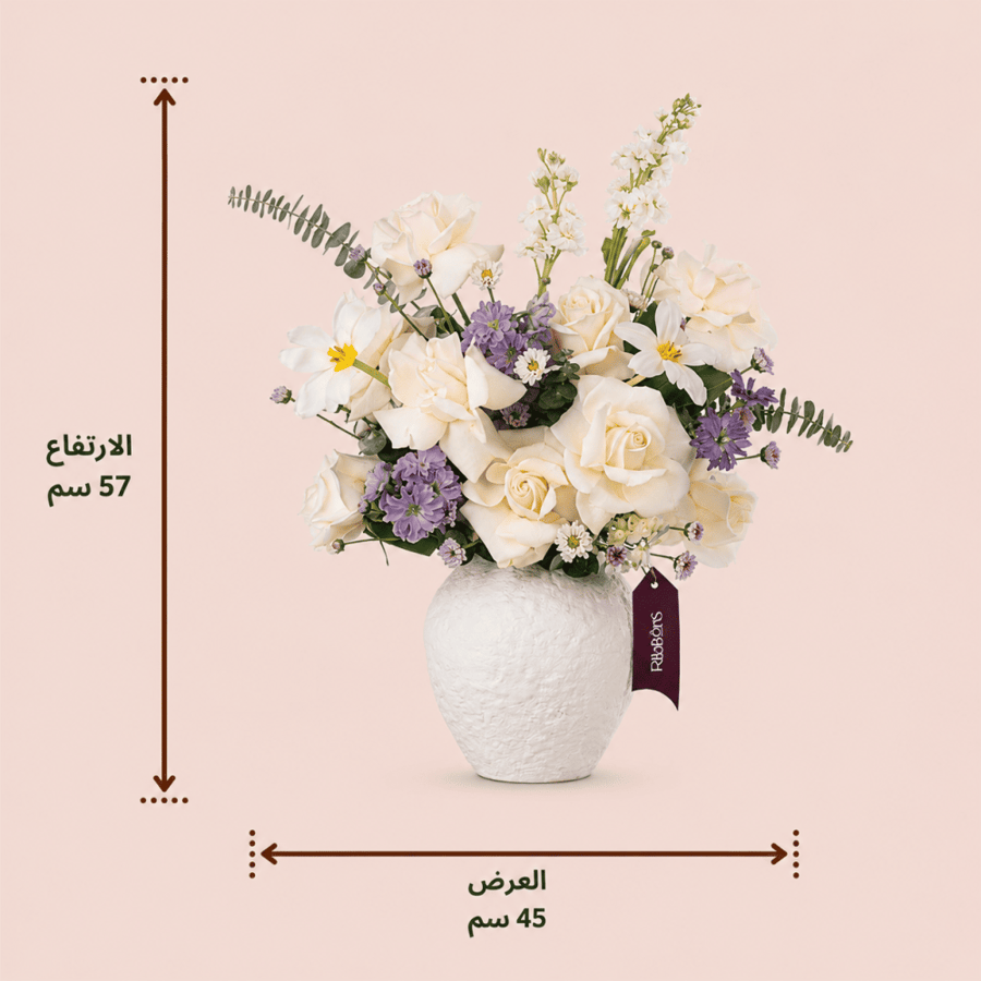فازة ورد طبيعي من ريبونز أفضل محل ورد بالرياض