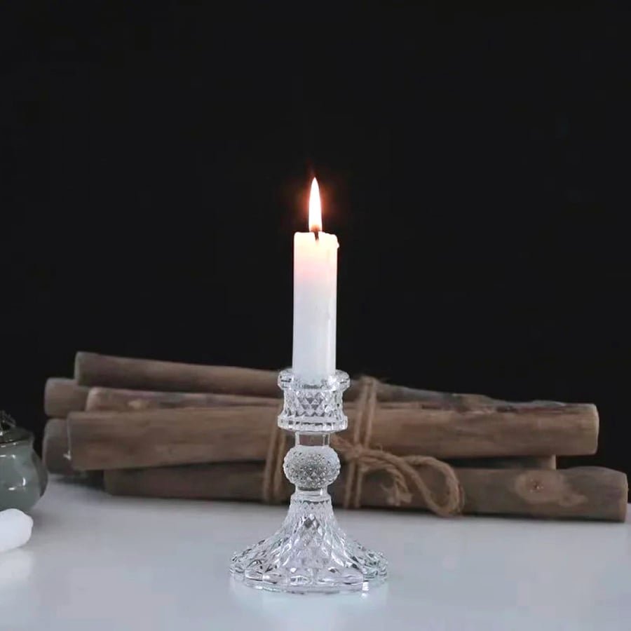 شمعدان زجاجي، عصري وأنيق، 9 سم