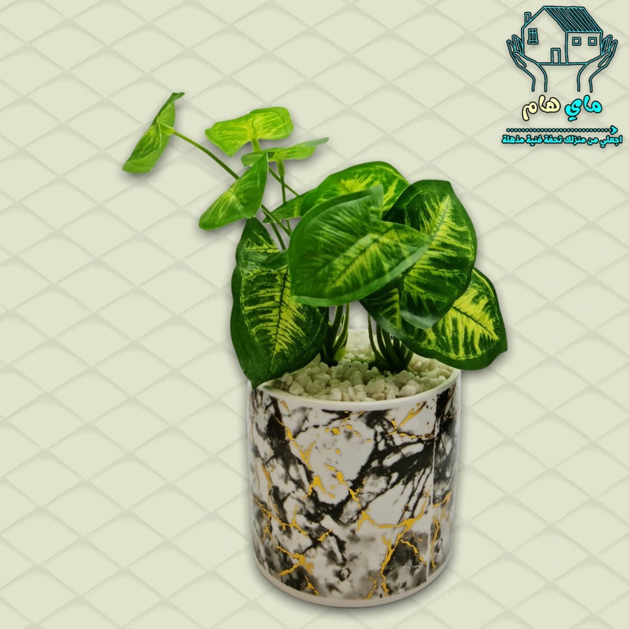 Artificial tree in an elegant marble ceramic basin, 9*18 cm