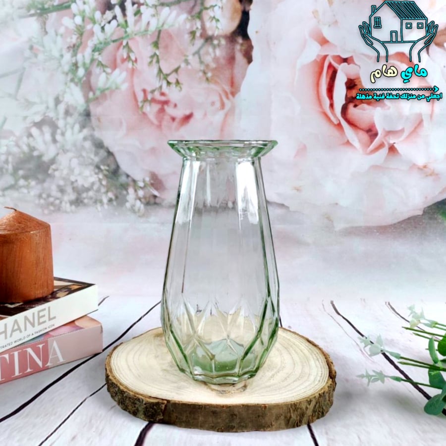 فازة ورود زجاج شفاف، 21 سم