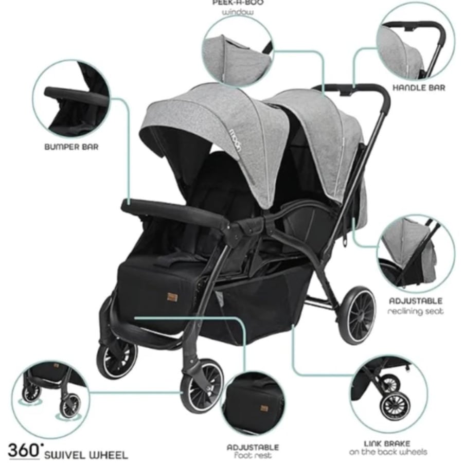 عربة أطفال ثنائية بمقعدين من Kidilo