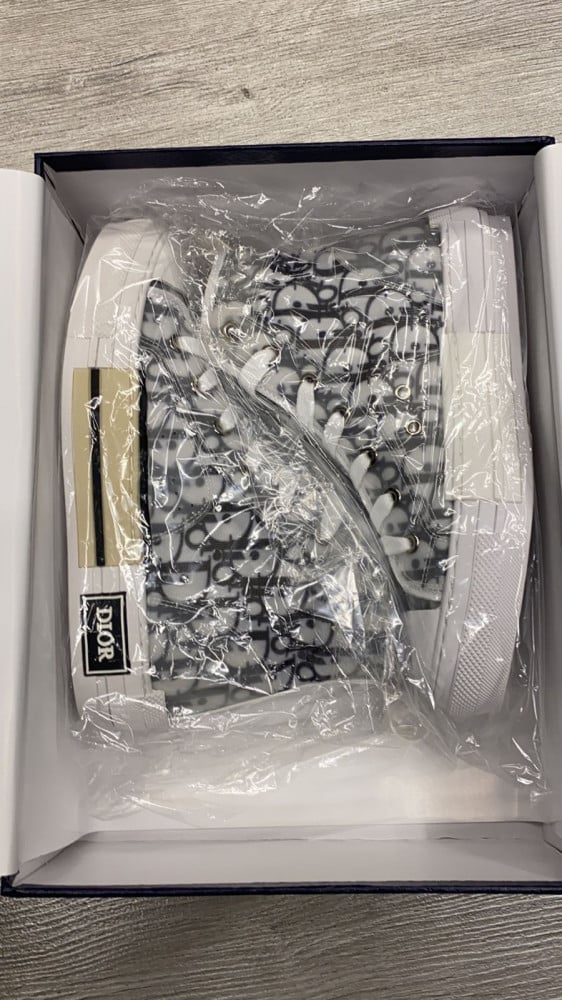 Dior White/Grey Oblique Mesh B23 High