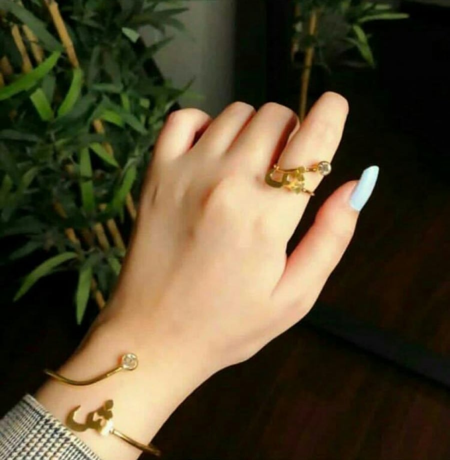 اسواره وخاتم حرف مع الكرستال تصميم انيق