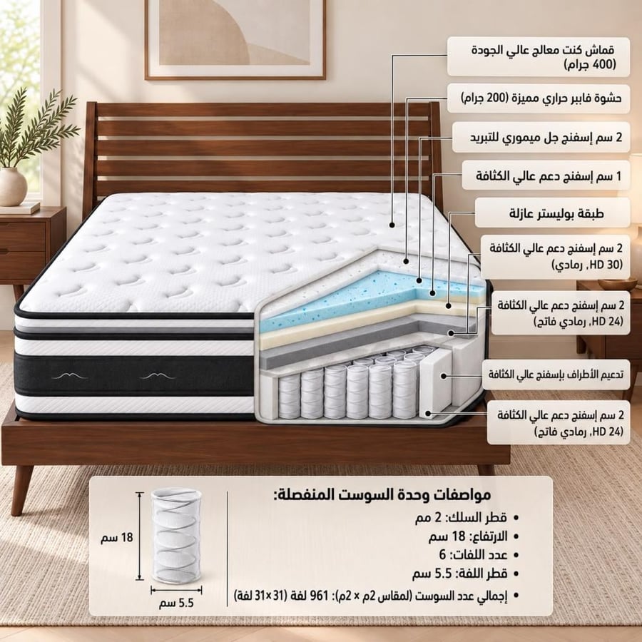 مرتبة الترا ريست – مقاس 120 × 190 سم ارتفاع 20سم
