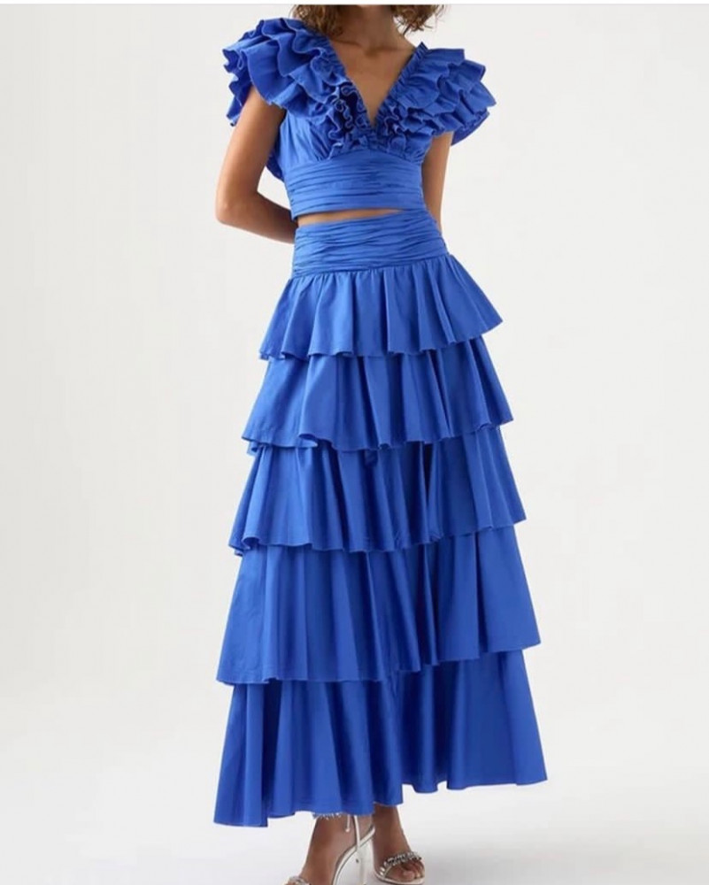 European blue suit with the plate and the wonderful ruffles