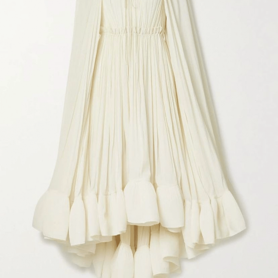 European dress beige with wonderful decorations