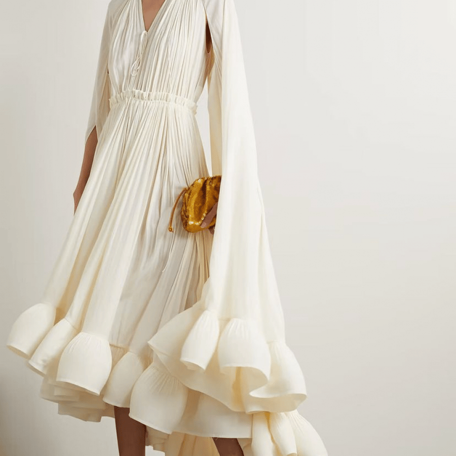 European dress beige with wonderful decorations