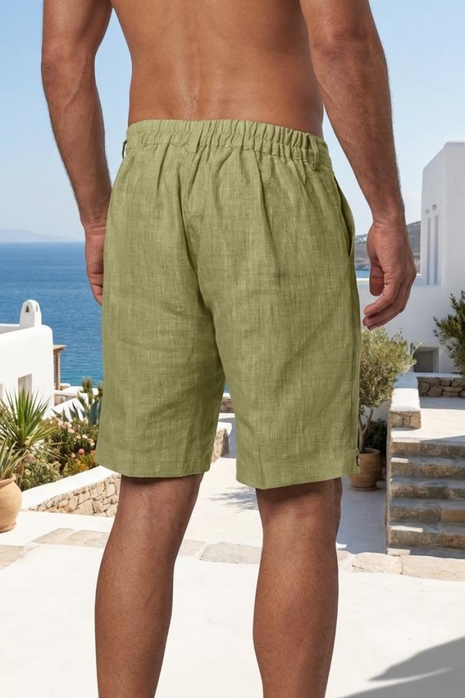شورت كاكي زيتوني- linen shorts