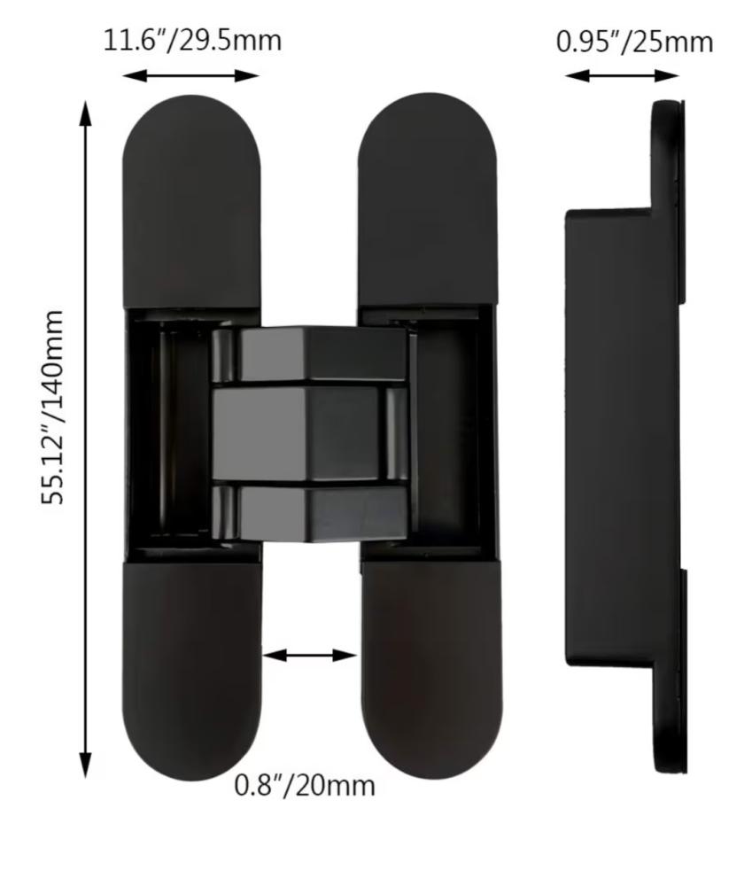 Hidden hinge set from AKADA consisting of 3 hinges designed for heavy doors with large loads (300–500 kg)