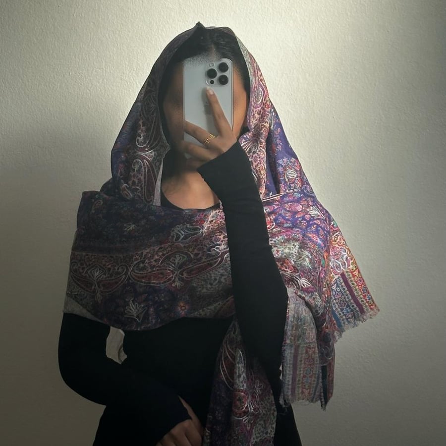 Silk embroidered shawl