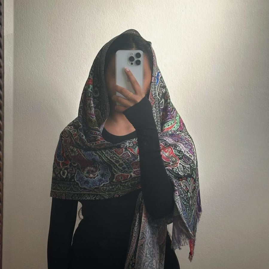 Silk shawl embroidered