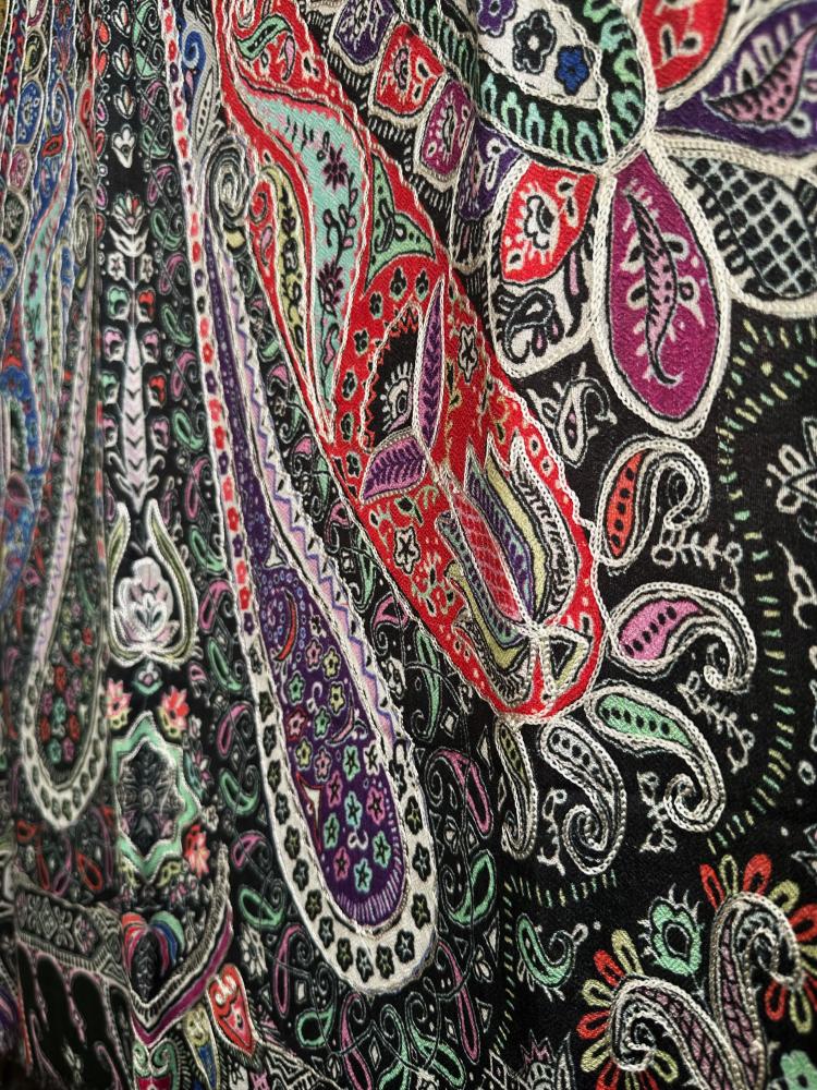 Silk shawl embroidered