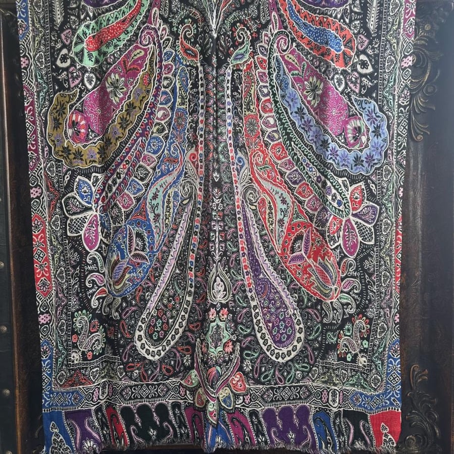 Silk shawl embroidered