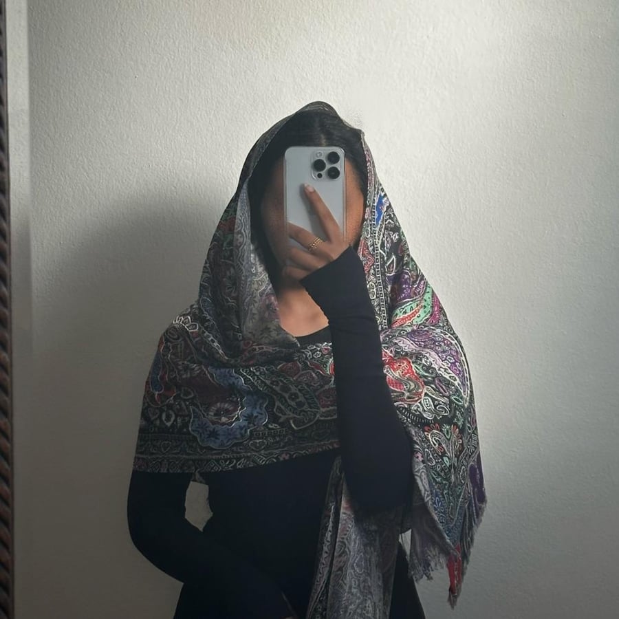 Silk shawl embroidered