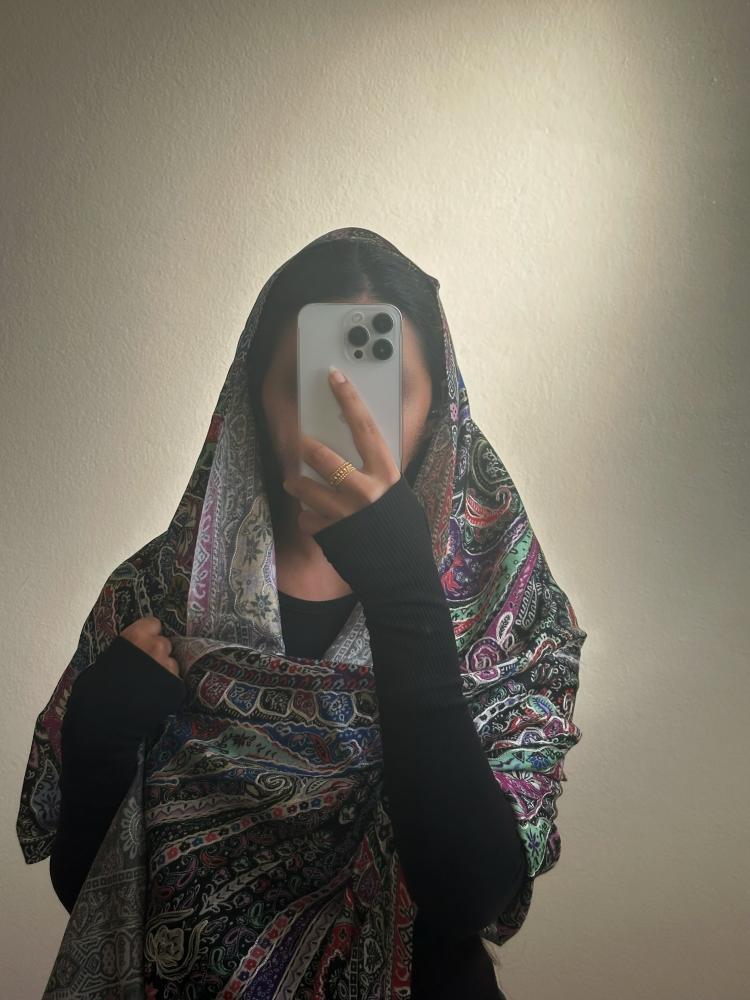 Silk shawl embroidered