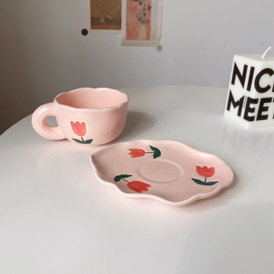 Pink flower cup