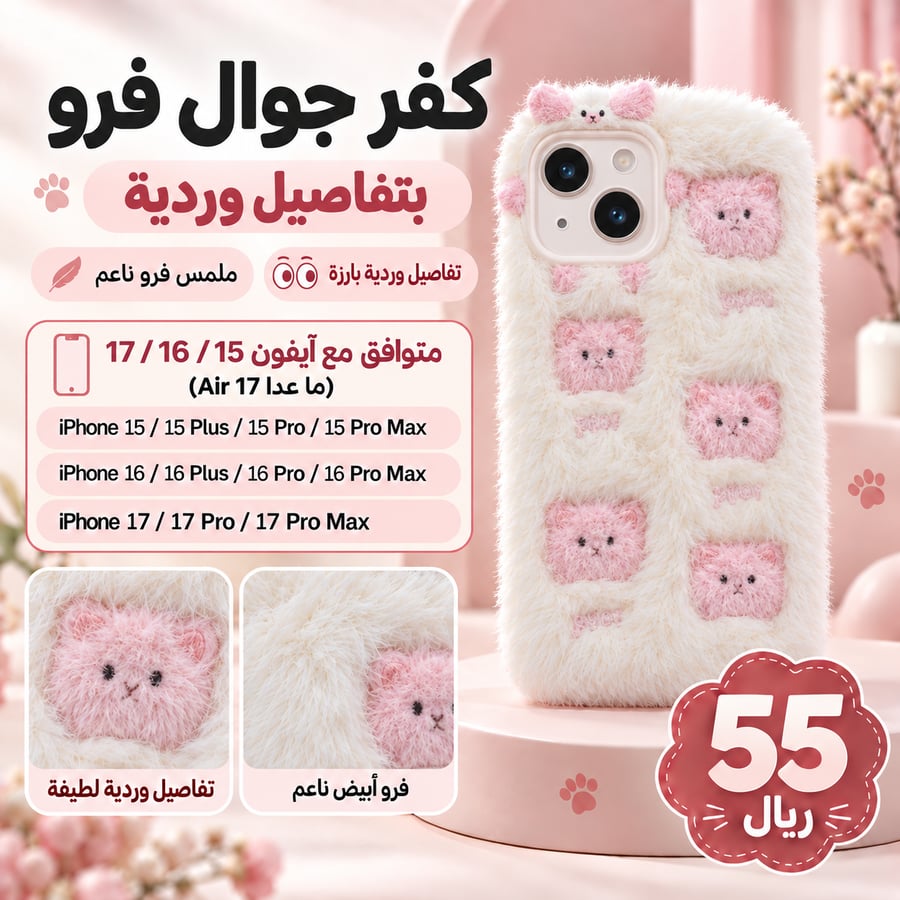 كفر جوال فرو لطيف - Lovely Fluffy Phone Case
