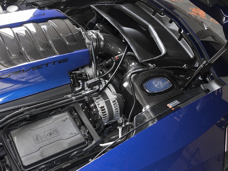 انتيك فلتر فايبر كربون كورفيت   2014-2019 Chevrolet Corvette (C7) V8 6.2L شامل رسوم الشحن والضريبة Black Series Momentum Carbon Fiber Cold Air Intake System w/Dual Filter Media