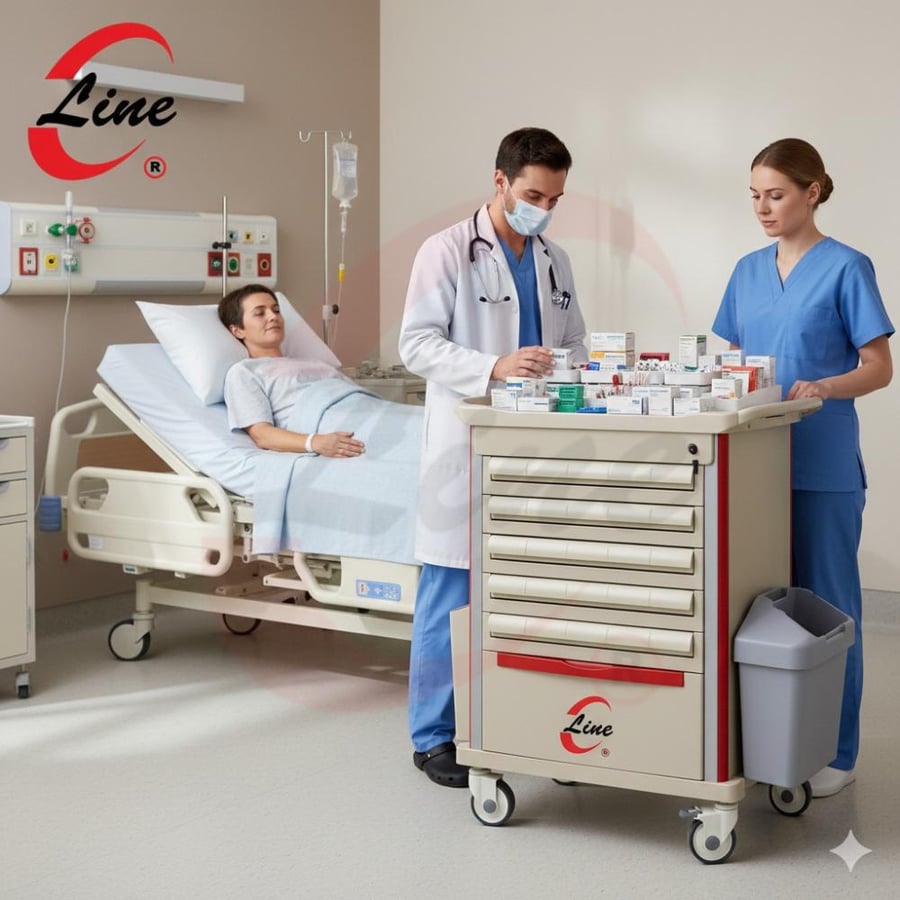 عربة توزيع - Medication Cart 50 Drawers