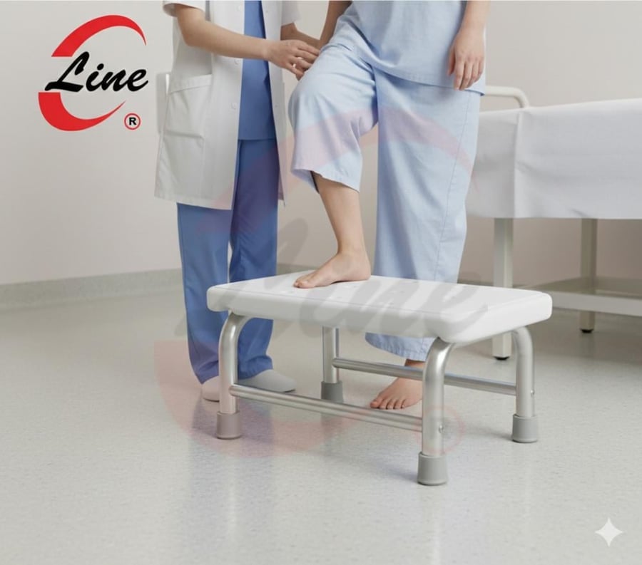 medical foot step stool blue single step rubber feet Comfort Line