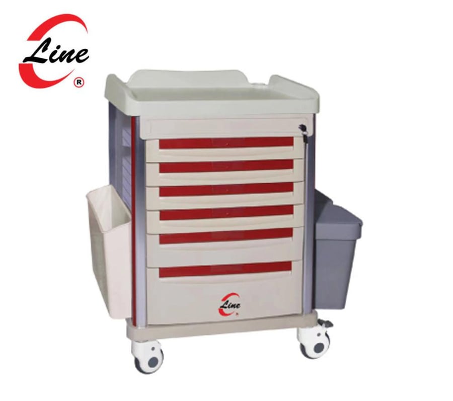 عربة توزيع أدوية -  Medication Cart(6 Drawers) Gray