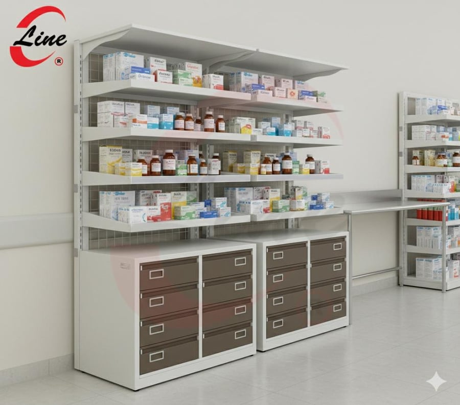 Medical Cabinet - Metal Medicine Rack with Drawers 200*W85*D40cm