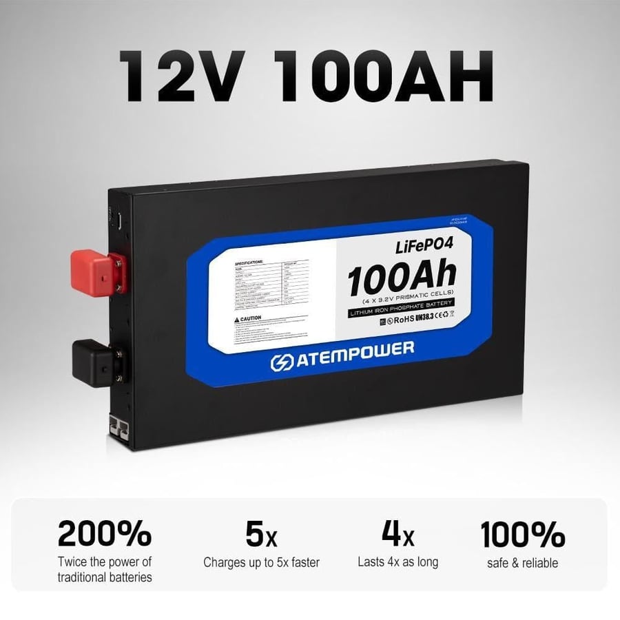 بطارية ليثيوم 100 أمبير نحيفة - الإصدار الثالث ATEM POWER
