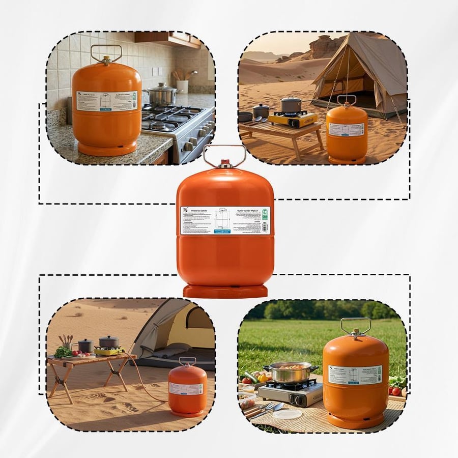 دبة غاز هندي قابلة للتعبة 5 كيلو- متينة وتتحمل الاستخدام المتكرر، آمنة بفضل صمام الأمان، مناسبة للاستخدامات المنزلية والخارجية،