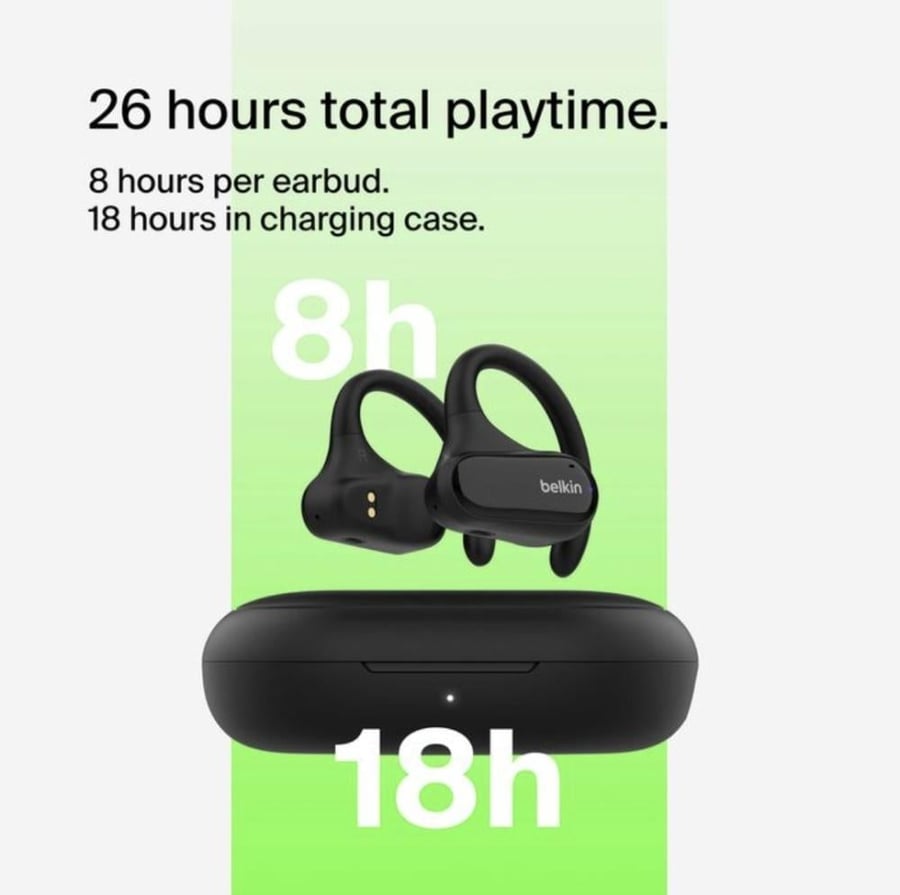 سماعة بلوتوث مقاومة للماء والتعرق بلكن belkin SoundForm ClearFit Open-Ear Wireless Earbuds