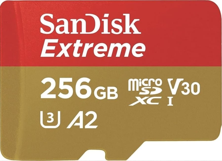 ذاكرة مايكرو 256قيقا سانديسك اكستريم 4 ك يو اتش دي Sandisk Extreme microSDXC Card 4K UHD