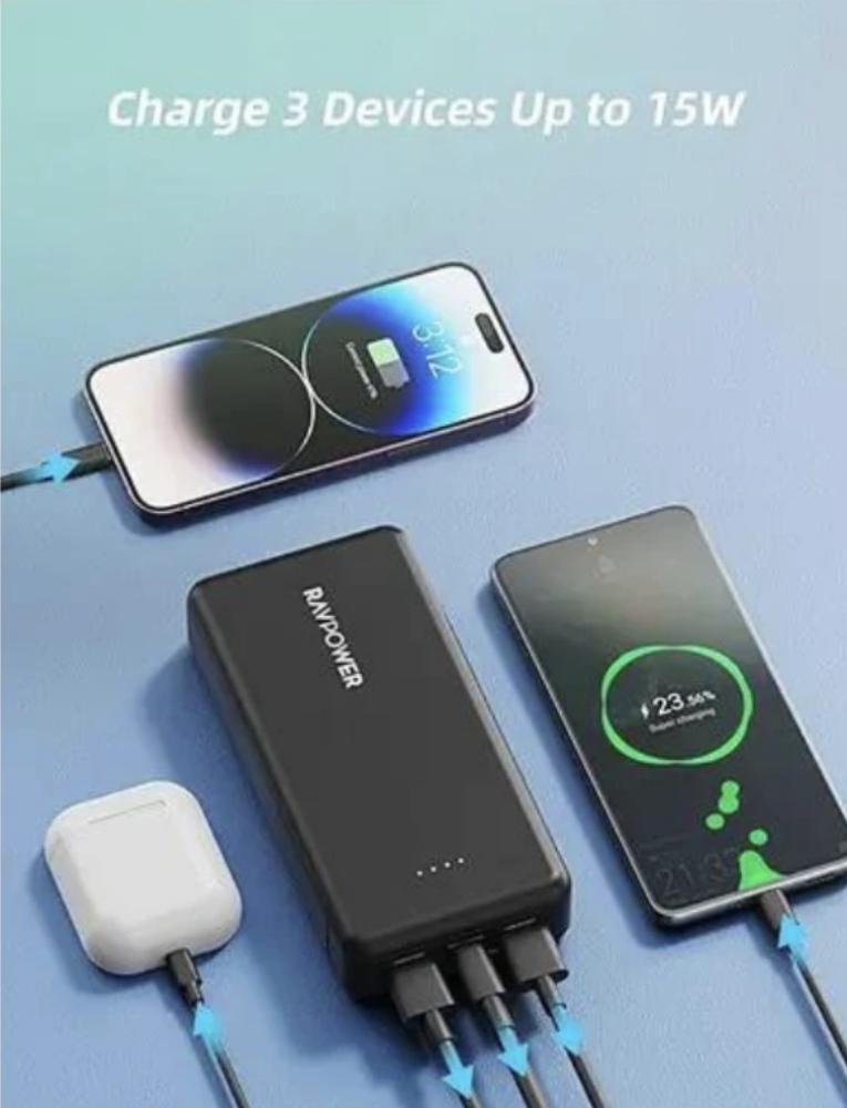 بطارية متنقلة 20000mAh 15w اربع منافذ Ravbower PD Pioneer 20000mAh 15w 4-Port Power Bank