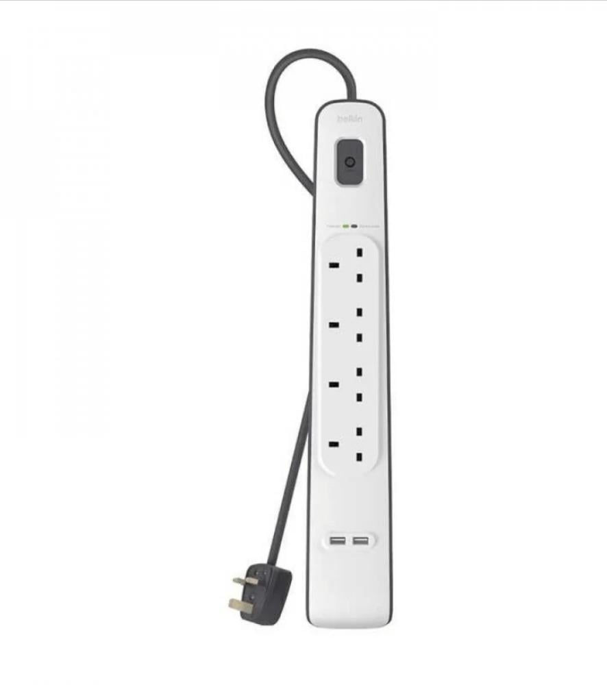 توصيلة شحن اربع مقابس مع منفذين يو اس بي بلكن belkin Connect Surge Protector With USB-C and USB-A Ports (4 Outlets with 1 USB-A &6 1 USB-A)