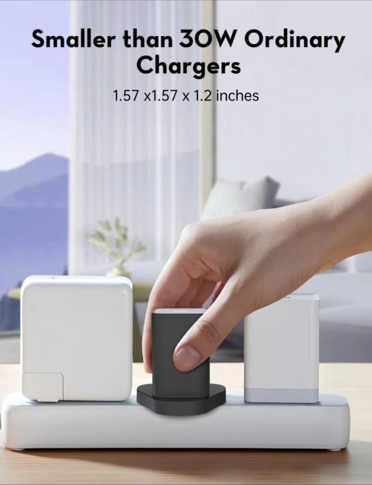 راس شاحن جداري 35W منفذين يو اس بي تايب سي بتقينة القان RAVPOWER PD Pioneer 35w GaN 2-Part Wall Charger RP-PC1046