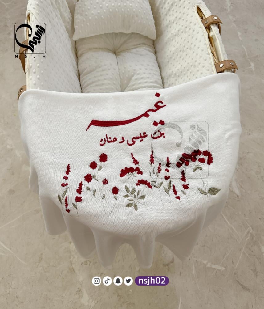 بطانية سرير مواليد شامل تطريز اسم و ورود