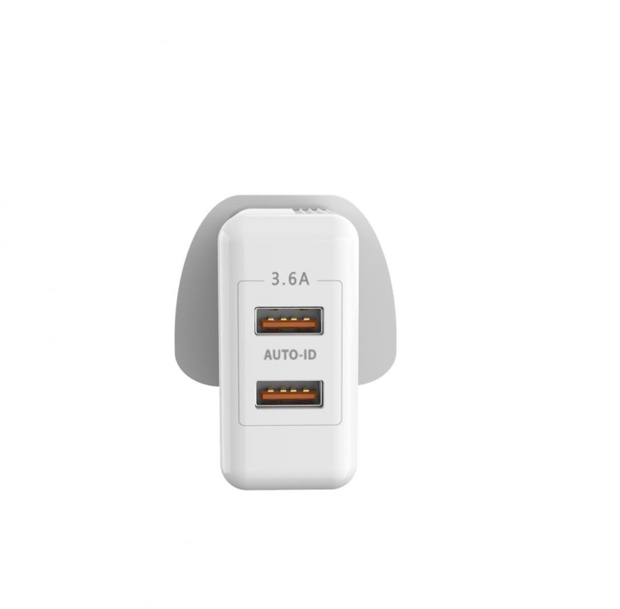 شاحن بيت بود بمنفذين USB ابيض بقوة 18W يدعم تقنية الشحن الذكي IQ