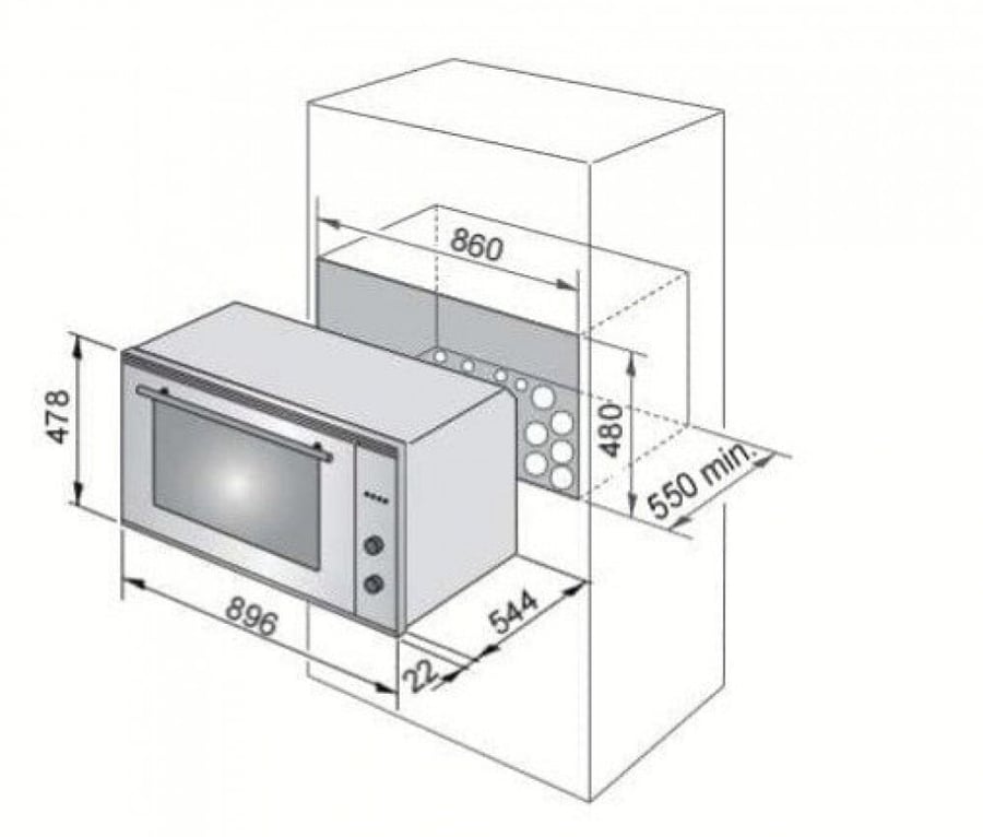Electric oven 90×48 digital 9 functions BA Italian model (101-800X)