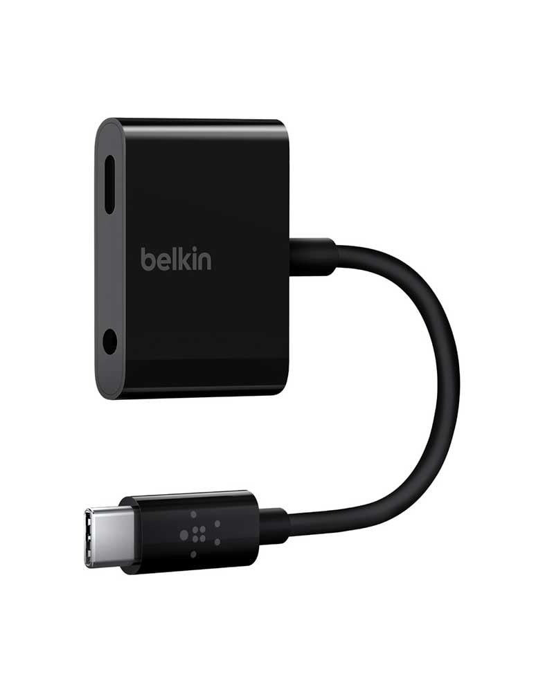 وصلة belkin بلكن تايب سي USB-C إلى منفذ AUX ومنفذ USB-C