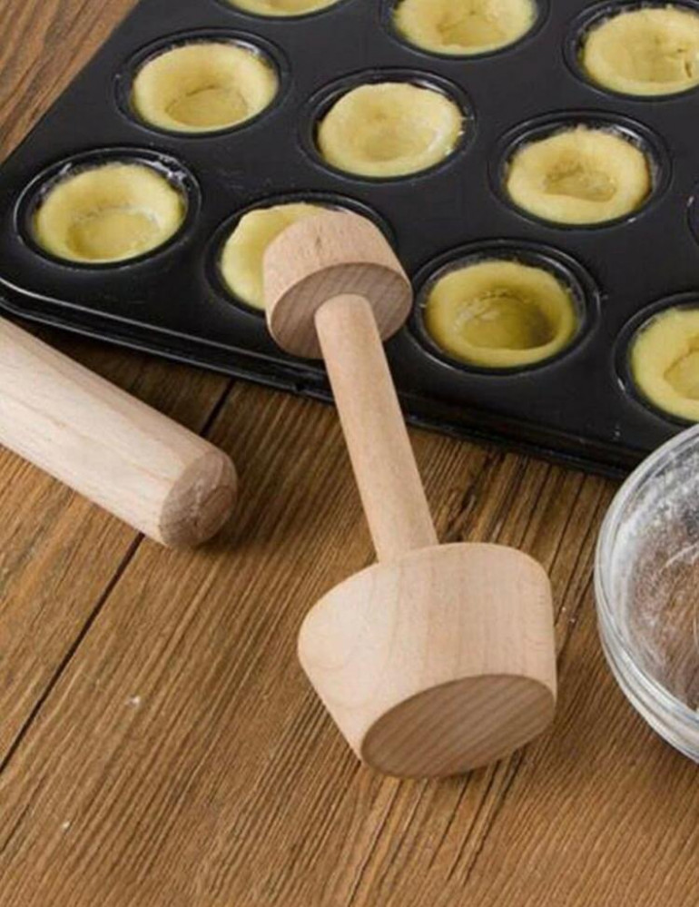 Wooden stick for pressing tart / dough pressing stick for cookies / pressing stick for tart molds (one piece with two sides)