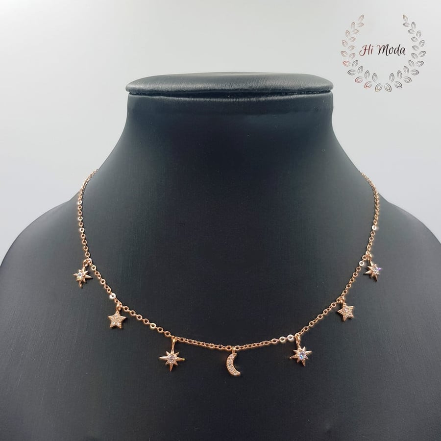 Silver choker with rose gold color