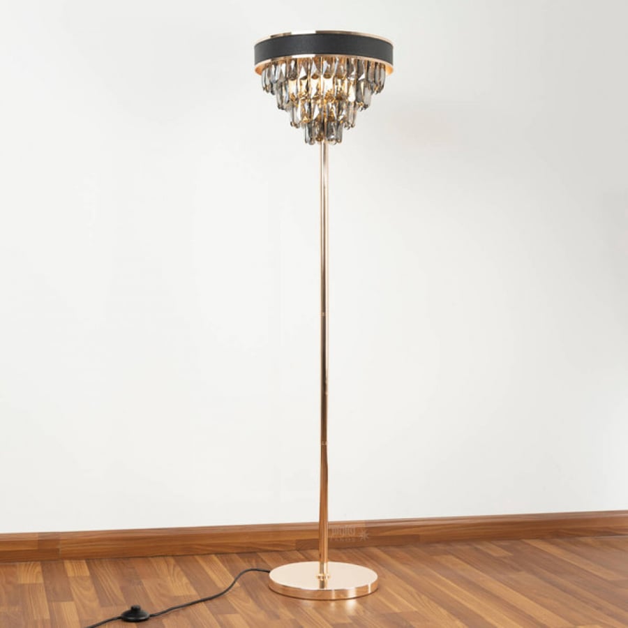 European style long lamp shade black leather