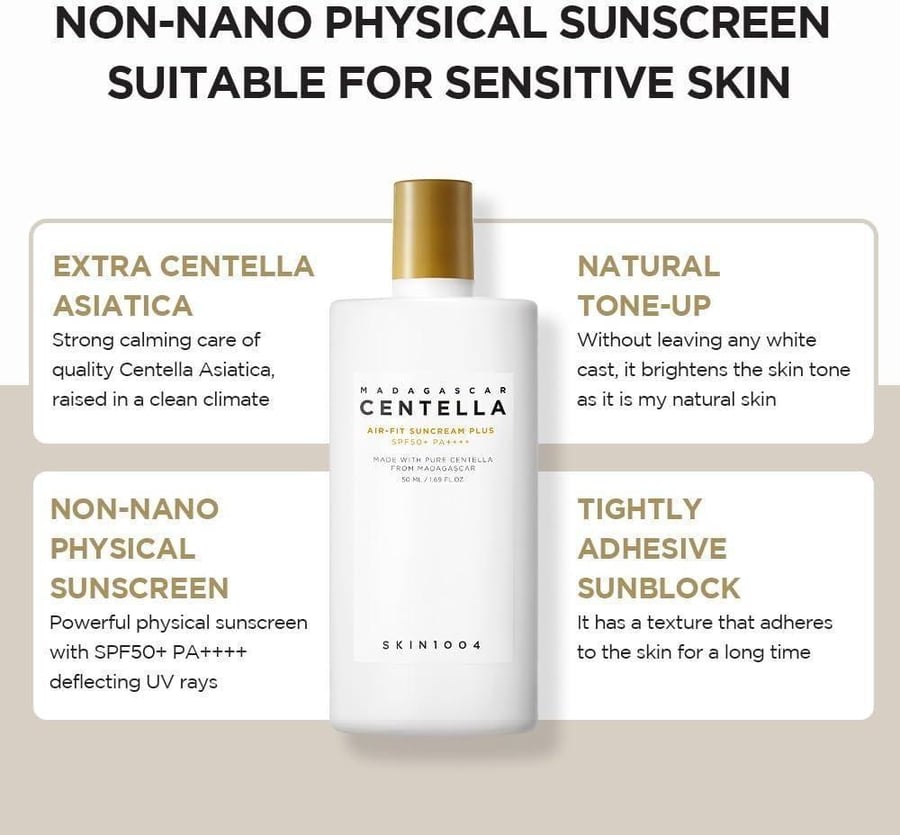 كريم واقي شمس سنتيلا اير فيت بلس بعامل حماية +SPF 50 من سكين 1004 - 50 مل
