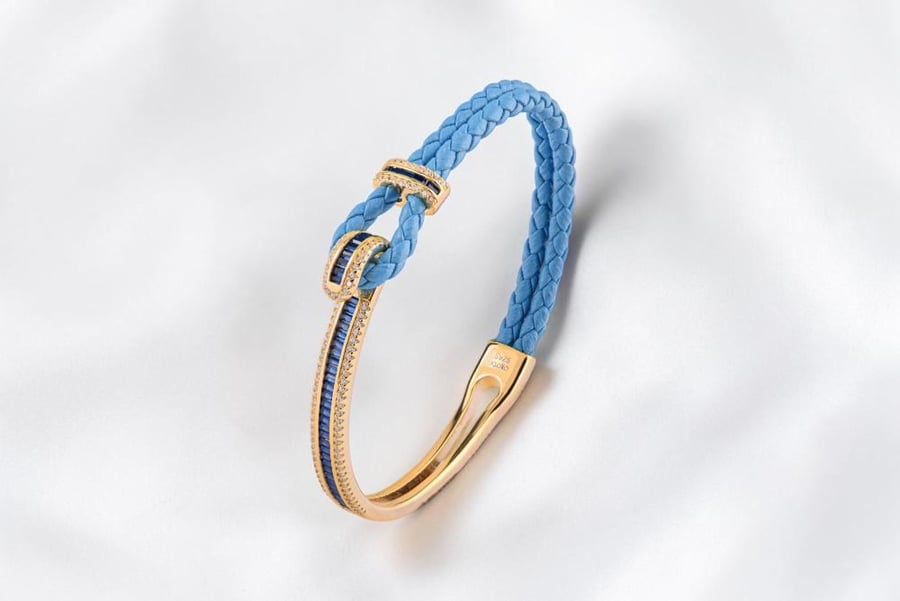 Royal turquoise thread bracelet – 925 silver plated with gold