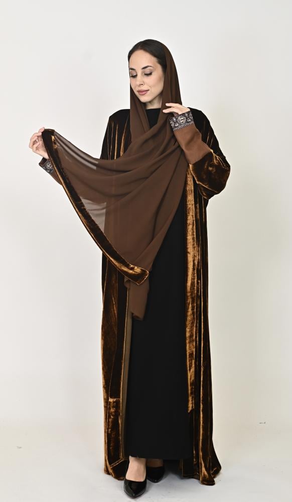 مخمل اورنج عسلي مع شال