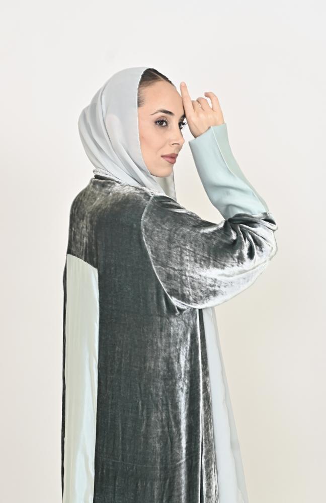 مخمل اخضر فاتحمع حرير مغسول اخضر فاتح