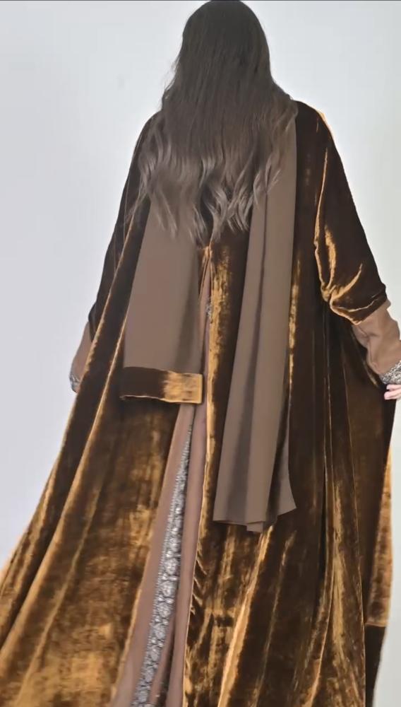 مخمل اورنج عسلي مع شال